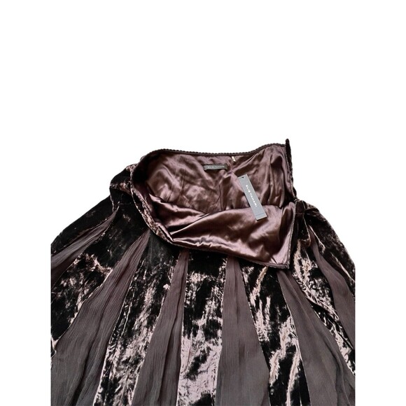 Elie Tahari Sydney Skirt 10 Walnut Rayon Silk Blend NWT Lined Zip Velvet Sheer - Picture 6 of 14